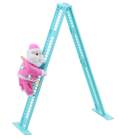 Mr. Christmas Battery-Operated Super Climbing Santa Animated Pastel Christmas Ladder Tabletop Decor