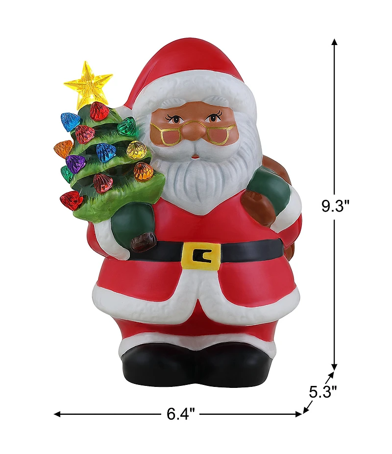 Mr. Christmas Ceramic Nostalgic African American Light-up Santa Figurine