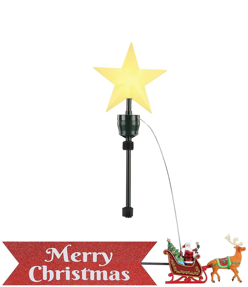 Mr. Christmas LED Lighted & Animated Santa's Sleigh Tree Topper