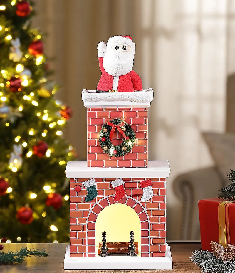 Mr. Christmas LED Lighted & Animated Santa Chimney Decor Figurine