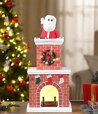 Mr. Christmas LED Lighted & Animated Santa Chimney Decor Figurine