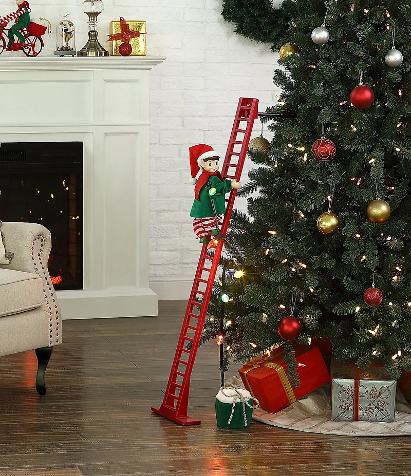 Mr. Christmas LED Lighted and Animated Ladder Climbing Elf Musical Decor