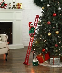 Mr. Christmas LED Lighted and Animated Ladder Climbing Elf Musical Decor