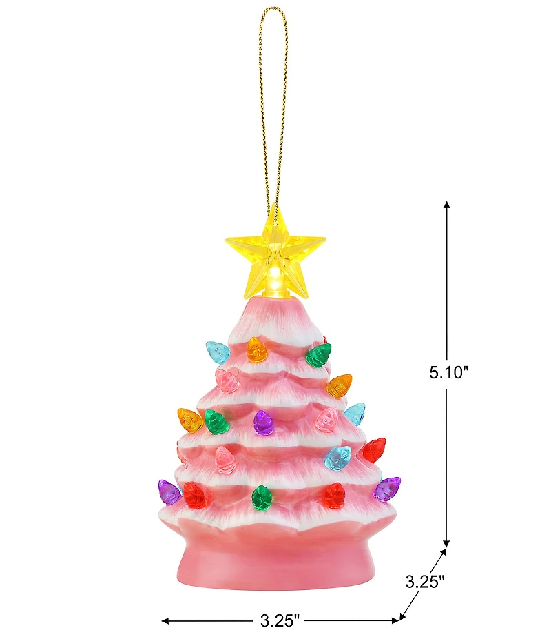 Mr. Christmas LED-Lighting Nostalgic Pink Ceramic Miniature Tree Ornament
