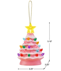 Mr. Christmas LED-Lighting Nostalgic Pink Ceramic Miniature Tree Ornament