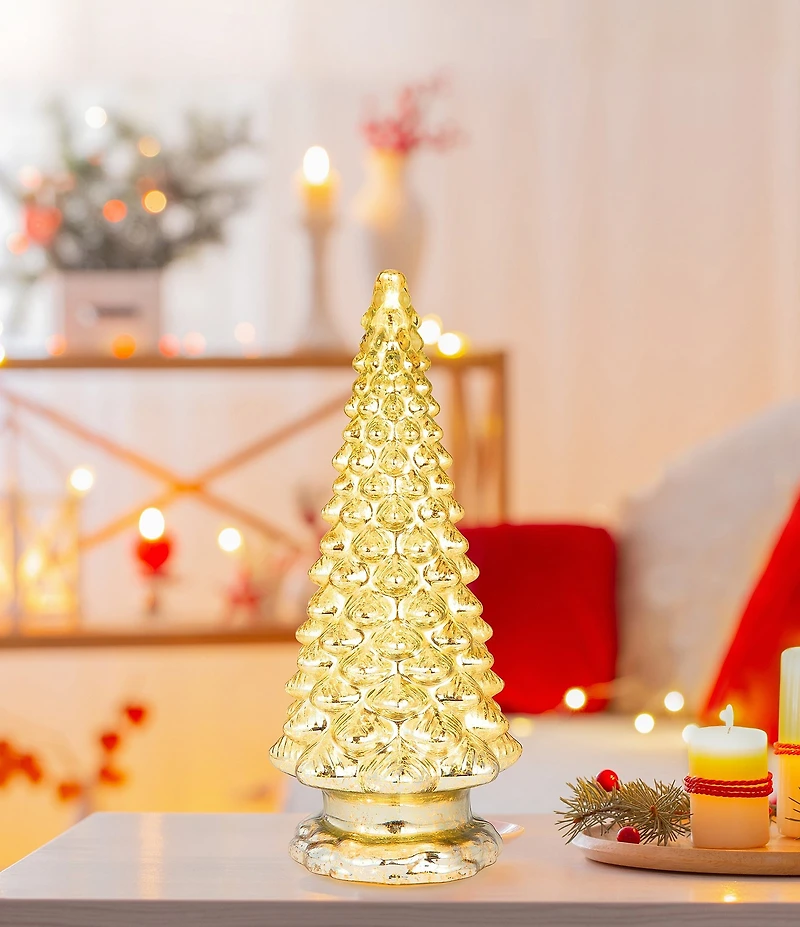 Mr. Christmas Mercury Glass Tree with Twinkling Lights Tabletop Decor, 16#double;