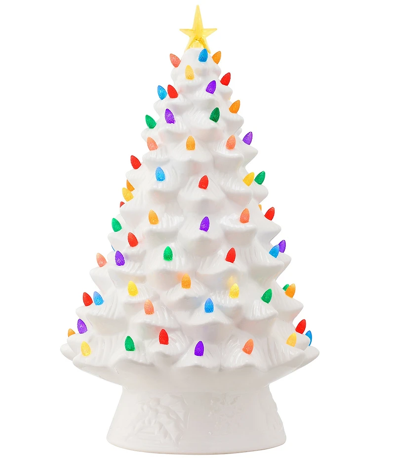 Mr. Christmas Nostalgic 18#double; Ceramic LED Tabletop Christmas Tree, White