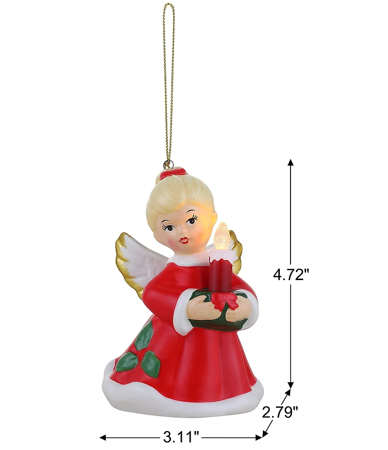 Mr. Christmas Nostalgic Ceramic Lit Angel with Candle Tree Ornament