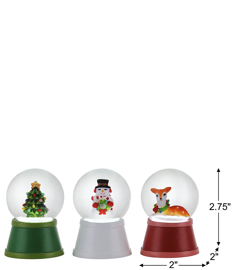Mr. Christmas Set of 3 Mini Lit Snow Globes