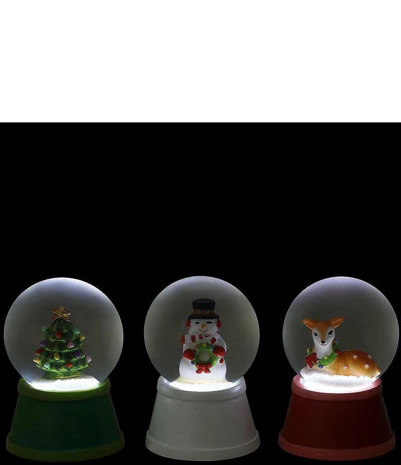 Mr. Christmas Set of 3 Mini Lit Snow Globes