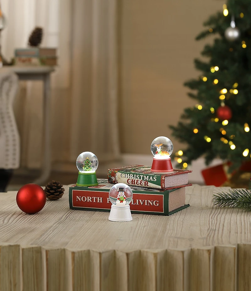 Mr. Christmas Set of 3 Mini Lit Snow Globes