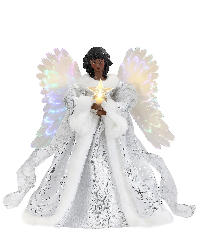 Mr. Christmas12#double; Fiber Optic Animated African American Angel Tree Topper