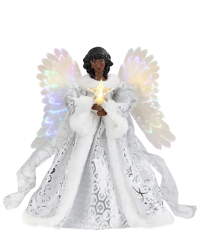 Mr. Christmas12#double; Fiber Optic Animated African American Angel Tree Topper