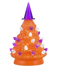 Mr. Halloween LED Lighted 5.4#double; Ceramic Witch Hat Topper Mini Tree, Set of 2
