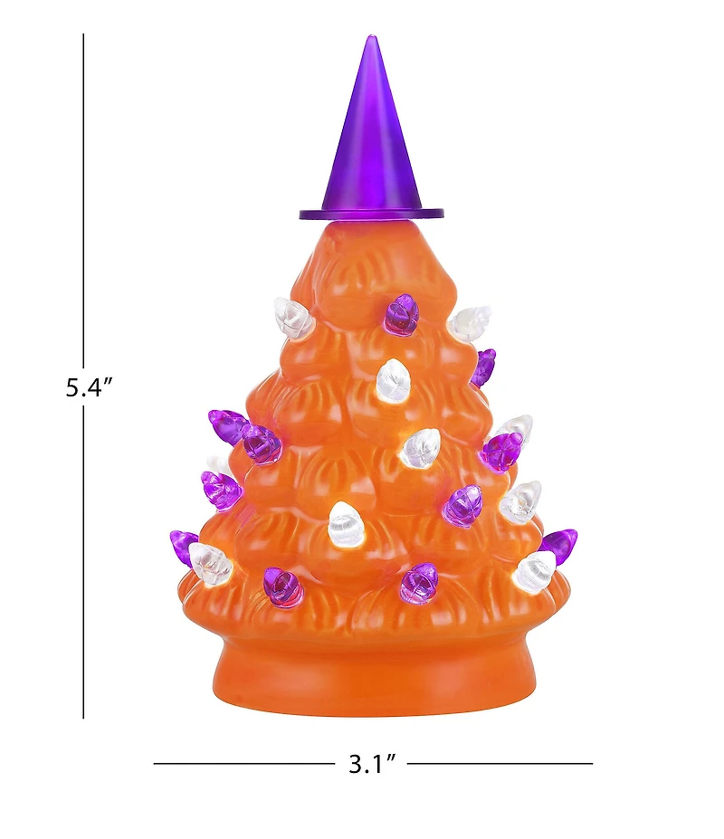 Mr. Halloween LED Lighted 5.4#double; Ceramic Witch Hat Topper Mini Tree, Set of 2