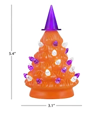 Mr. Halloween LED Lighted 5.4#double; Ceramic Witch Hat Topper Mini Tree, Set of 2