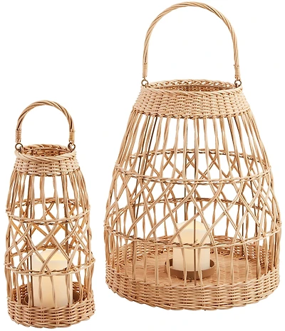 Mud Pie 4-Piece Woven LED Candle Lantern Set