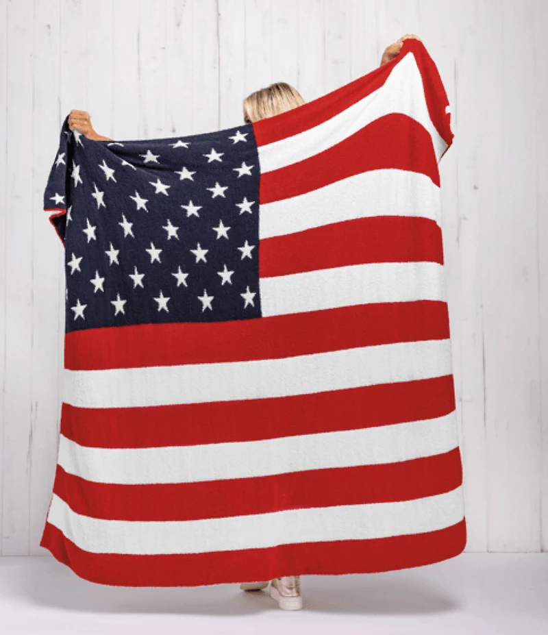 Mud Pie Americana Collection Red White & Blue American Flag Throw Blanket