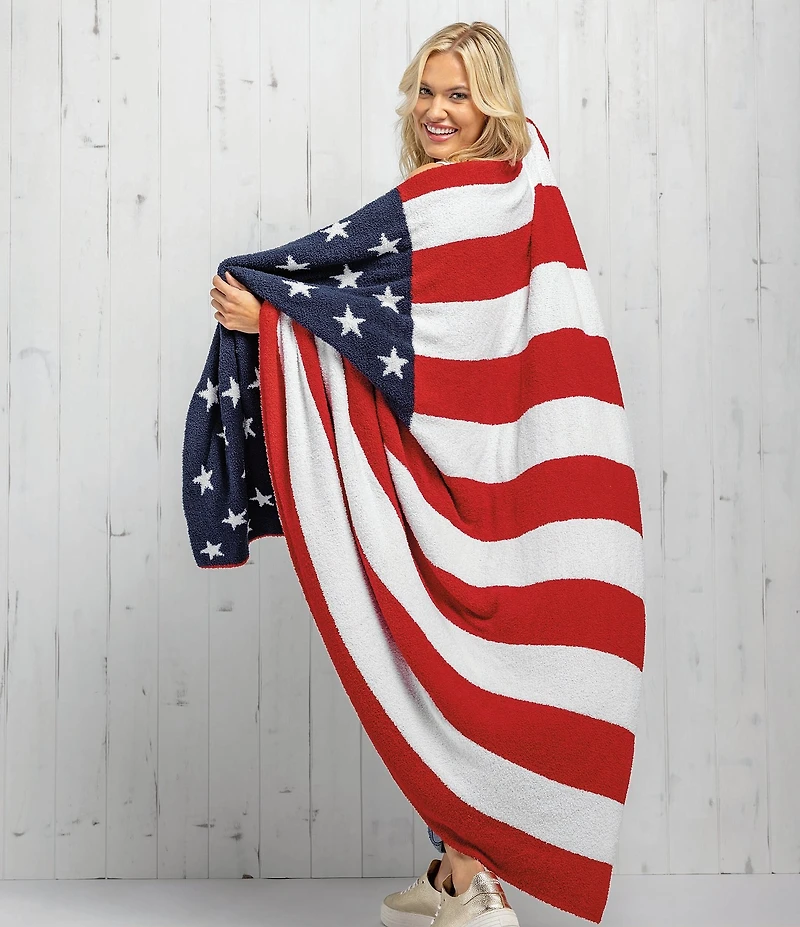Mud Pie Americana Collection Red White & Blue American Flag Throw Blanket