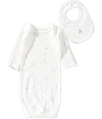 Mud Pie Baby Boys Cotton Interlock Bunny Gown & Bib 2-Piece Set