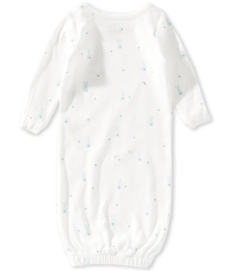 Mud Pie Baby Boys Cotton Interlock Bunny Gown & Bib 2-Piece Set