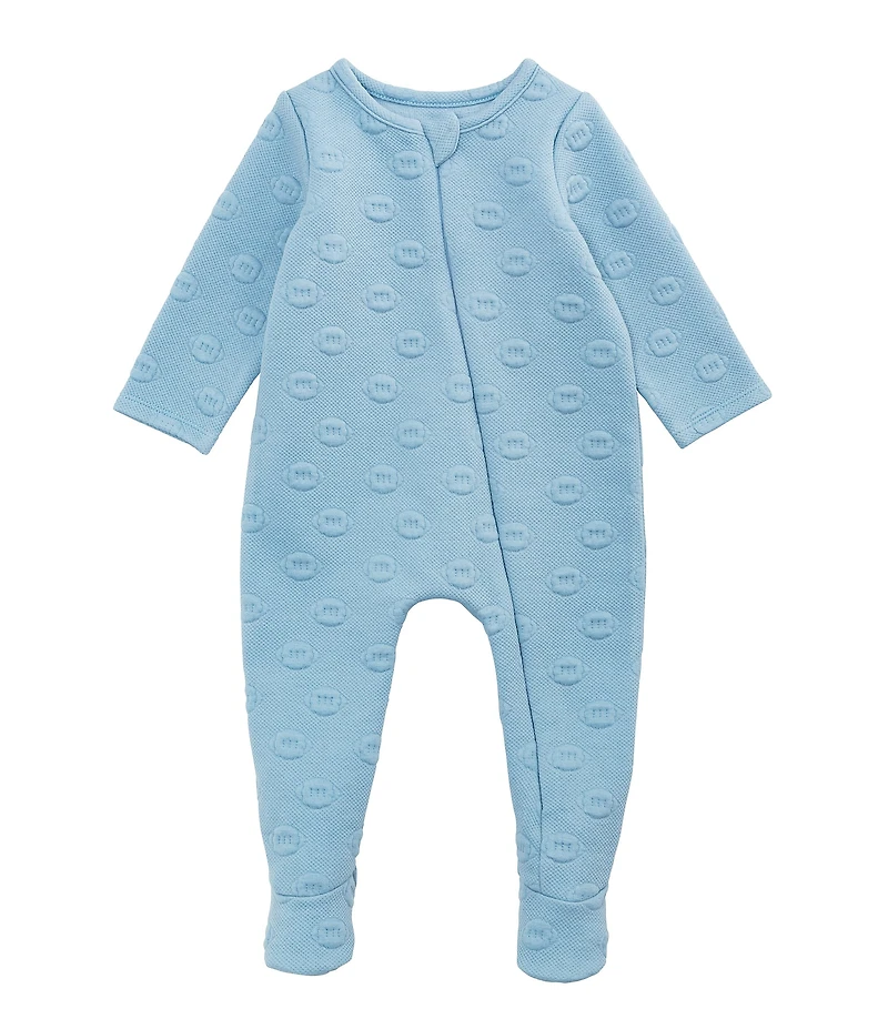 Mud Pie Baby Boys Long-Sleeve Football Quilted Jacquard Footed Coverall