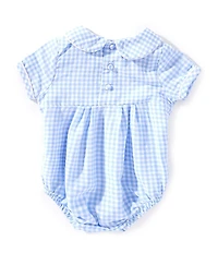 Mud Pie Baby Boys Short-Sleeve Gingham-Printed Pumpkin Embroidery Detail Bodysuit