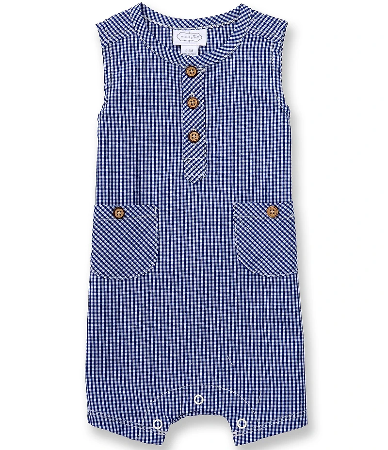Mud Pie Baby Boys Sleeveless Gingham Jon Jon Romper