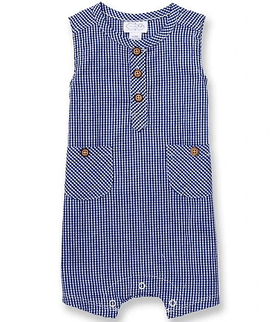 Mud Pie Baby Boys Sleeveless Gingham Jon Jon Romper