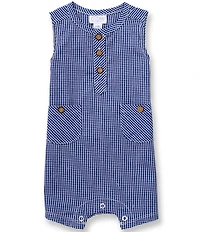 Mud Pie Baby Boys Sleeveless Gingham Jon Jon Romper