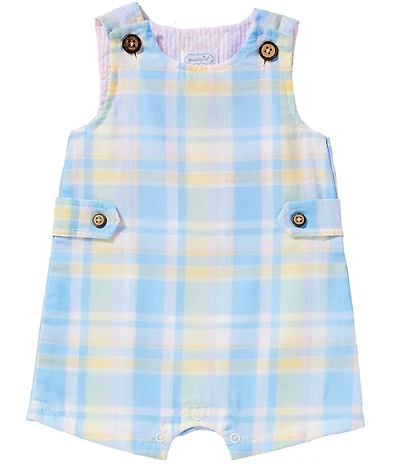 Mud Pie Baby Boys Sleeveless Madras Plaid Jon Jon Shortall