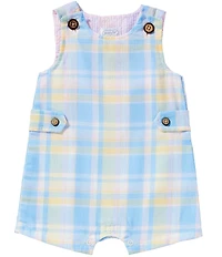 Mud Pie Baby Boys Sleeveless Madras Plaid Jon Jon Shortall