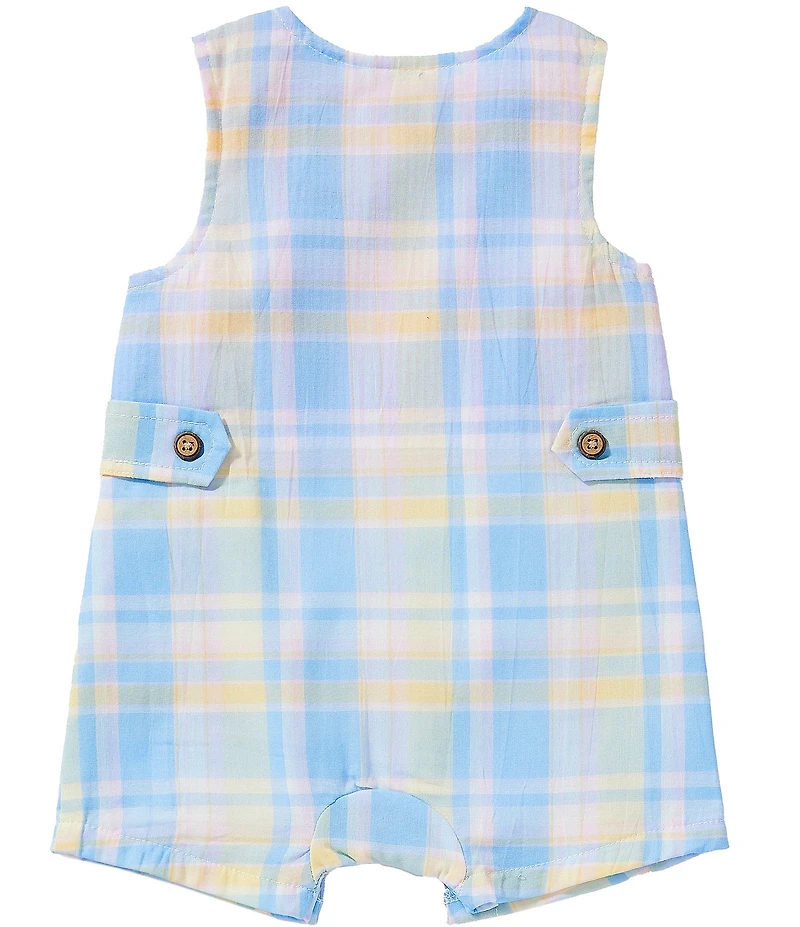 Mud Pie Baby Boys Sleeveless Madras Plaid Jon Jon Shortall
