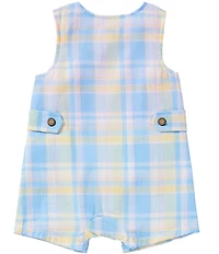 Mud Pie Baby Boys Sleeveless Madras Plaid Jon Jon Shortall