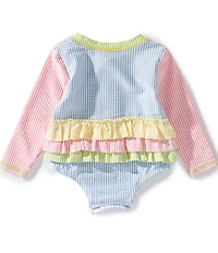Mud Pie Baby Girls Seersucker Rashguard 1-Piece Swimsuit