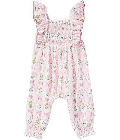 Mud Pie Baby Girls Flutter Sleeve Smocked Blossoms Longall
