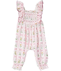 Mud Pie Baby Girls Flutter Sleeve Smocked Blossoms Longall
