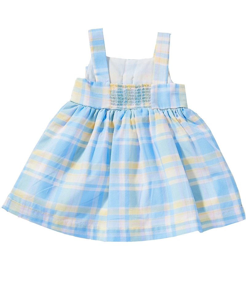 Mud Pie Baby Girls Sleeveless Bow Detail Madras Plaid A-line Dress