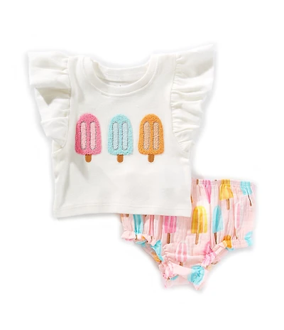 Mud Pie Baby Girls Short-Sleeve Popsicle-Applique Pinafore T-Shirt