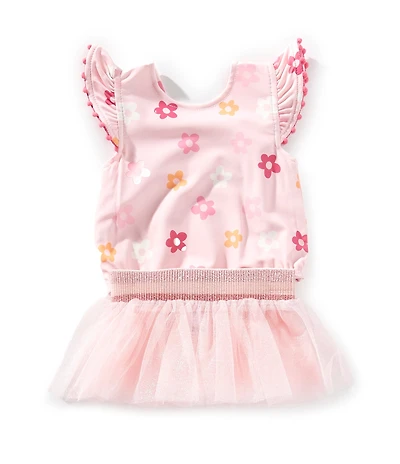 Mud Pie Baby Girls Floral/Checked Reversible One-Piece Swimsuit