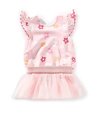 Mud Pie Baby Girls Floral/Checked Reversible One-Piece Swimsuit