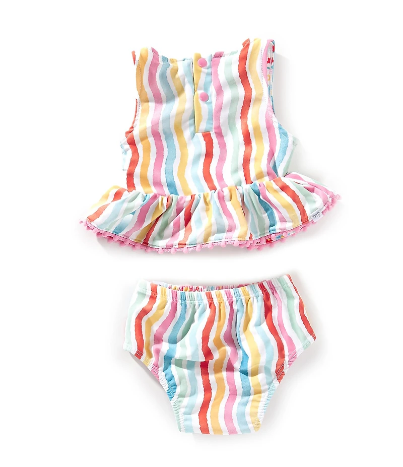 Mud Pie Baby Girls Reversible Tankini Top & Reversible Hipster Bottom Two-Piece Swimsuit