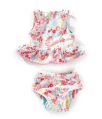 Mud Pie Baby Girls Reversible Tankini Top & Reversible Hipster Bottom Two-Piece Swimsuit