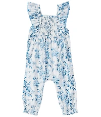 Mud Pie Baby Girls Flutter Sleeve Smocked Toile Floral Longall