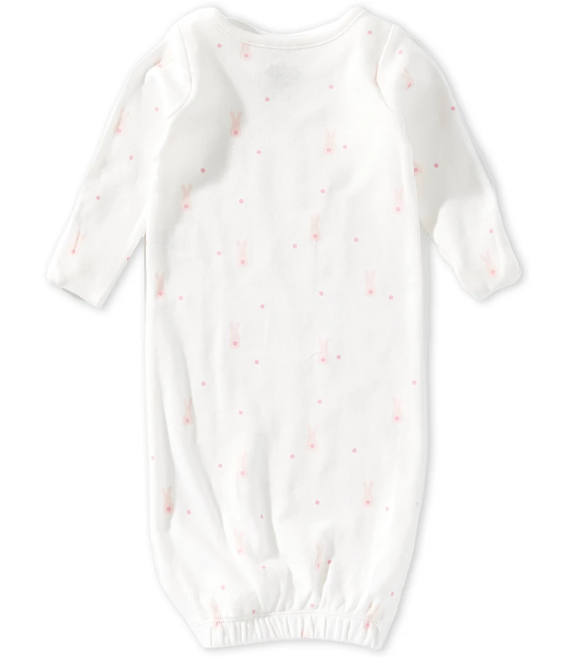 Mud Pie Baby Girls Cotton Interlock Bunny Gown & Bib 2-Piece Set