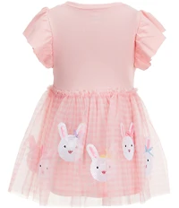 Mud Pie Baby Girls Crewneck Flutter Sleeve Easter Sequin Tutu Dress