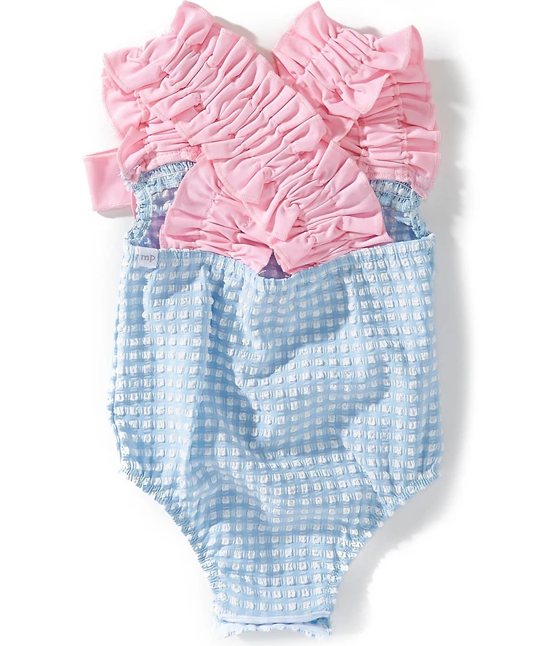 Mud Pie Baby Girls Crinkle Check Baby One Piece Swimsuit