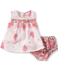 Mud Pie Baby Girls Floral Block Printed Pinafore Dress