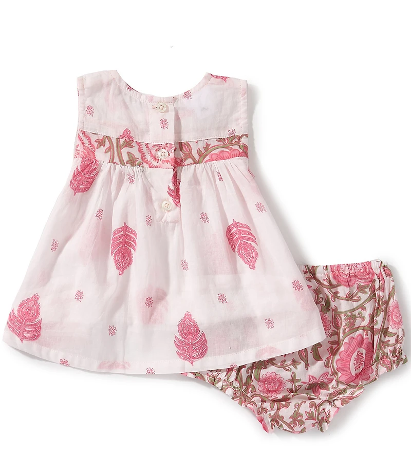 Mud Pie Baby Girls Floral Block Printed Pinafore Dress