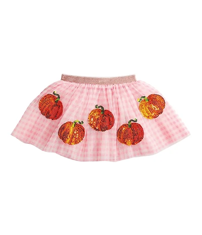 Mud Pie Baby Girls Glitter-Accented Pumpkin Printed Layered Mesh Tutu Skirt